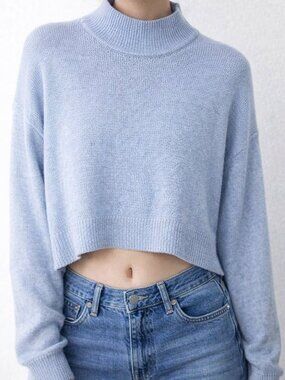 Divided Light Blue Baby Blue Crew Neck Long Sleeve Knit Sweater Shirt Top Size L